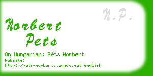 norbert pets business card